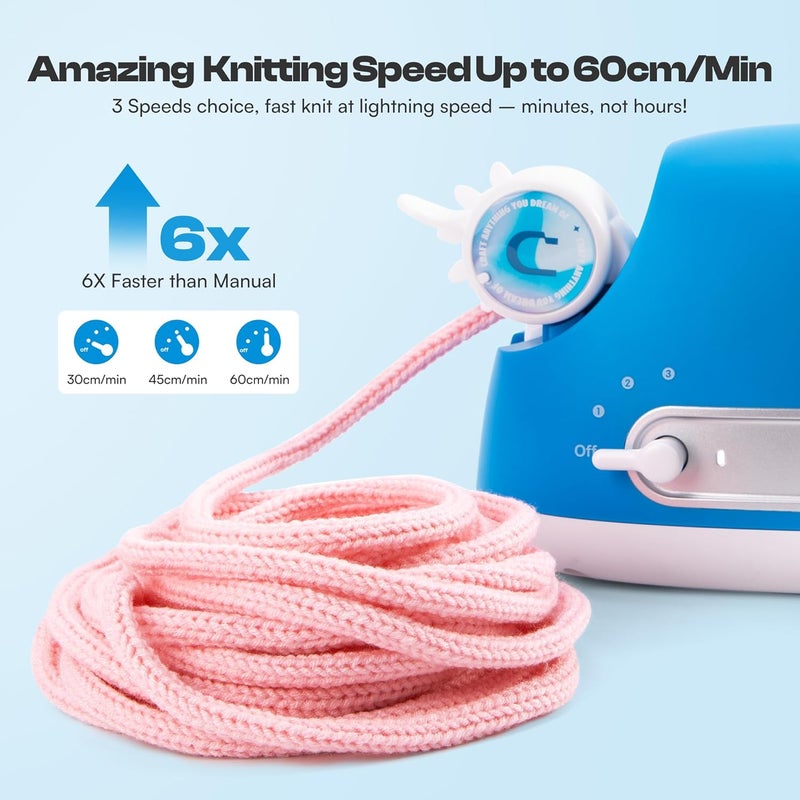 Caydo آلة حياكة i-Cord أوتوماتيكية برو، ماكينة حياكة i-Cord كهربائية مع 3 سرعات قابلة للتعديل، مساعد حياكة فعال للغاية بدون استخدام اليدين، أداة لصنع i-Cord للحرف اليدوية السريعة - Image 3